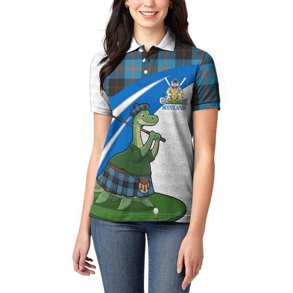 Garden (Gardyne) Tartan Crest Golf Nessie Women Polo Shirt Loch Ness Monster Sporty Style