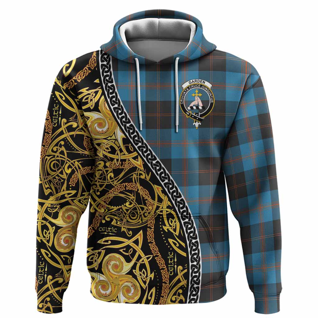 Garden (Gardyne) Tartan Crest Hoodie Celtic Knot and Triple Trickle Spiral Symbols