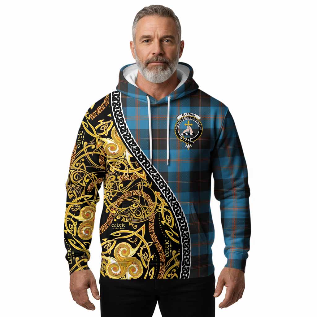 Garden (Gardyne) Tartan Crest Hoodie Celtic Knot and Triple Trickle Spiral Symbols