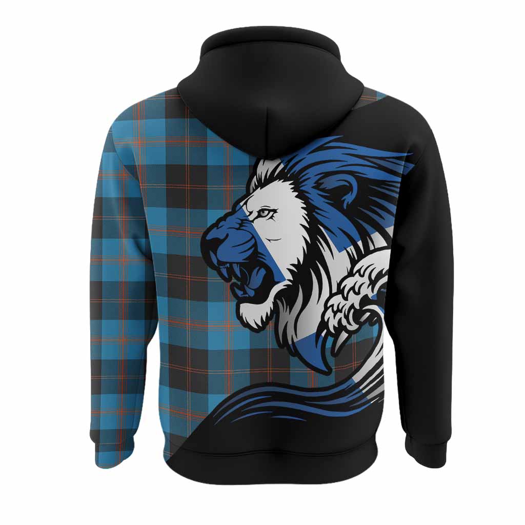 Garden (Gardyne) Tartan Crest Hoodie Scottish Golden Lions Wave Flow