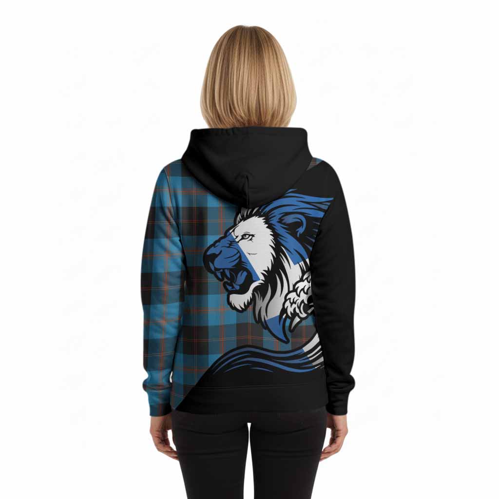 Garden (Gardyne) Tartan Crest Hoodie Scottish Golden Lions Wave Flow