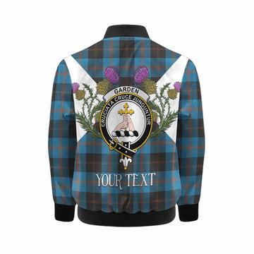 Garden (Gardyne) Tartan Family Crest Kid Bomber Jacket Scottish Burns Night Thistle Floral