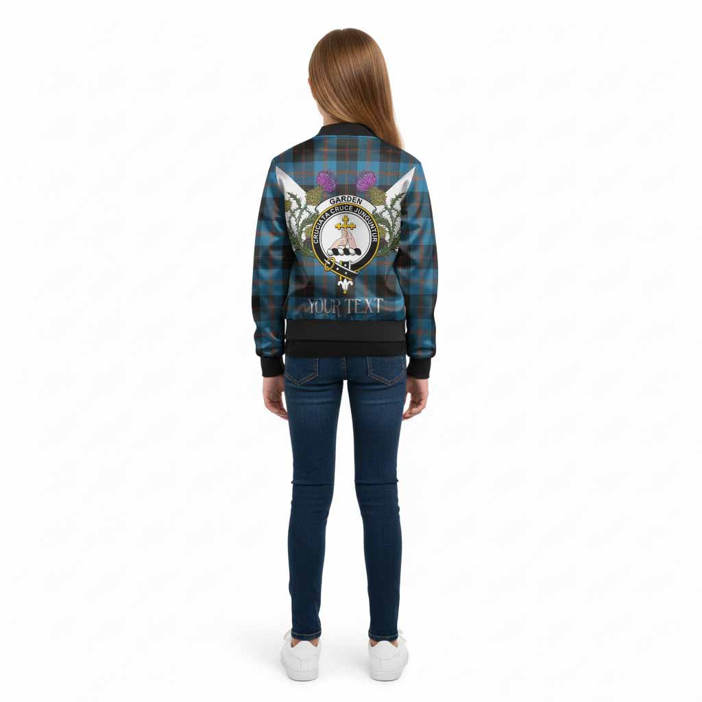 Garden (Gardyne) Tartan Family Crest Kid Bomber Jacket Scottish Burns Night Thistle Floral