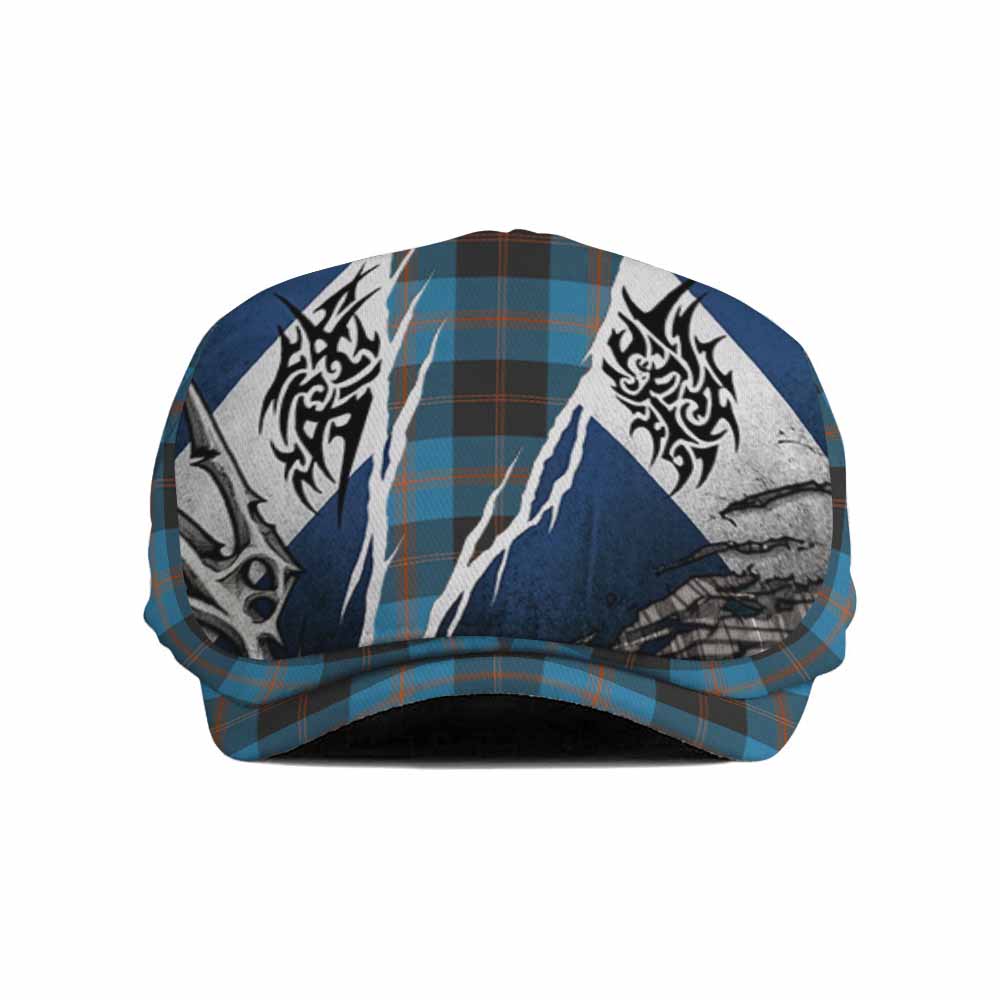 Garden (Gardyne) Tartan Flat Cap, Jeff Cap Scotland Flag Ripped Tribal Design