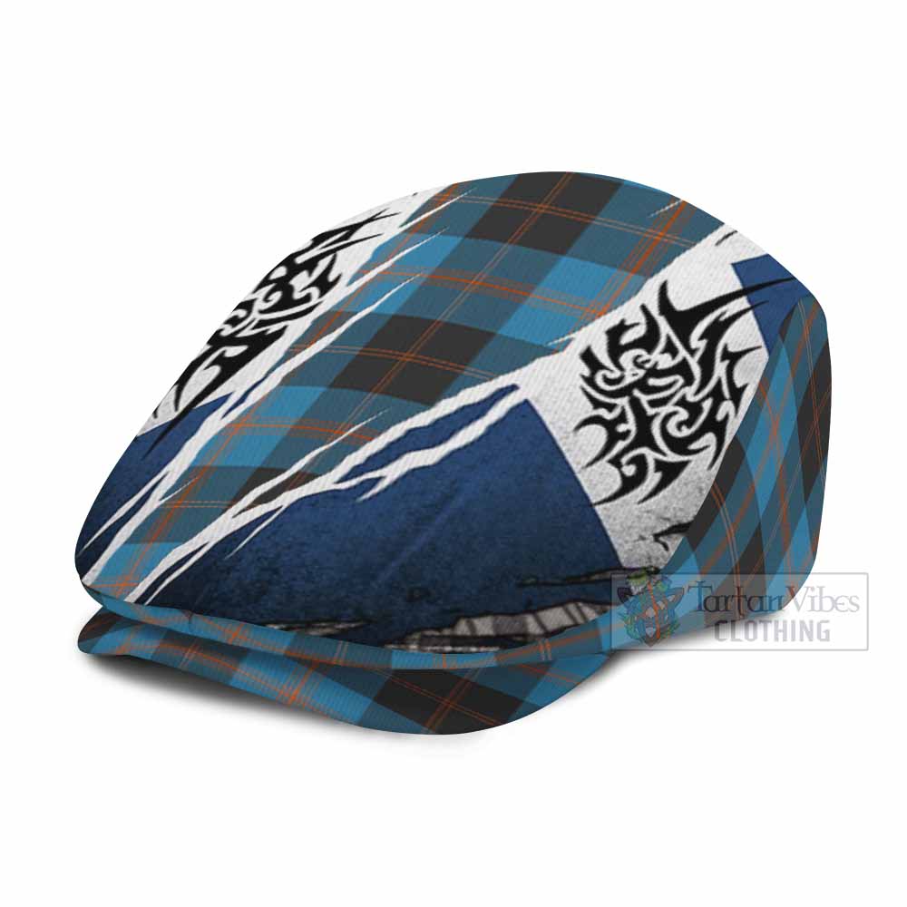 Garden (Gardyne) Tartan Flat Cap, Jeff Cap Scotland Flag Ripped Tribal Design