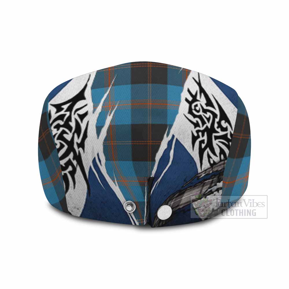 Garden (Gardyne) Tartan Flat Cap, Jeff Cap Scotland Flag Ripped Tribal Design