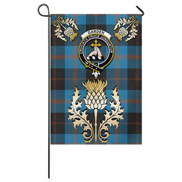 Garden (Gardyne) Tartan Garden Flag with Golden Regal Scottish Thistle Emblem - Tartan Vibes Clothing