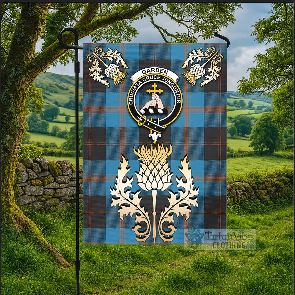 Garden (Gardyne) Tartan Garden Flag with Golden Regal Scottish Thistle Emblem - Tartan Vibes Clothing