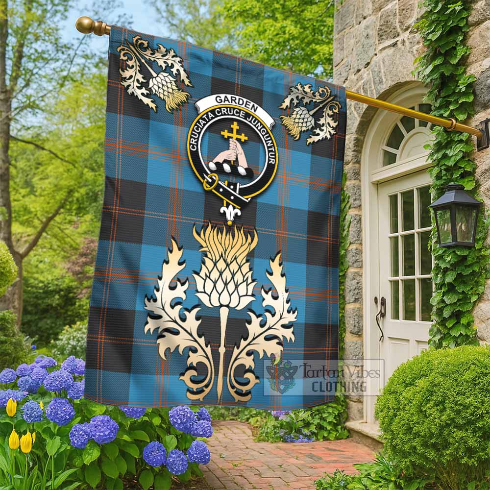 Garden (Gardyne) Tartan Garden Flag with Golden Regal Scottish Thistle Emblem - Tartan Vibes Clothing
