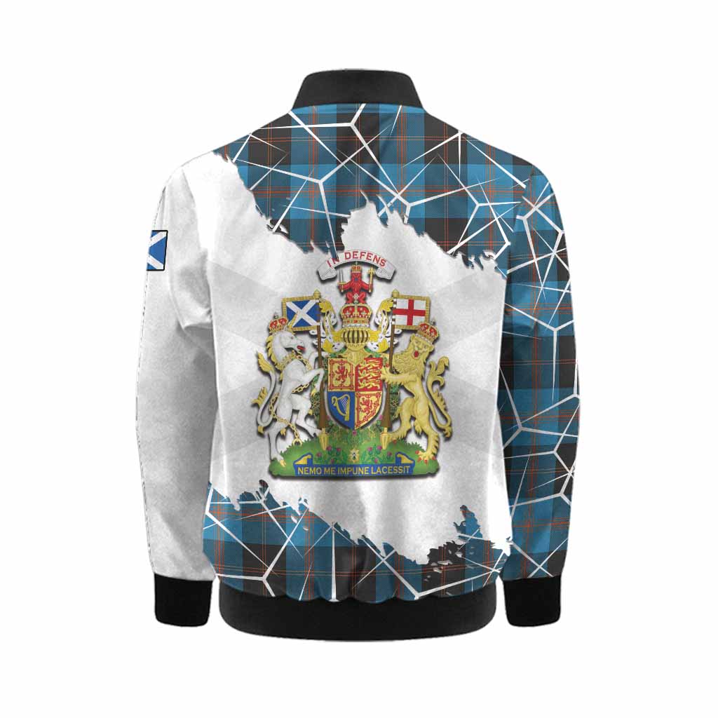 Garden (Gardyne) Tartan Kid Bomber Jacket with Family Crest and Lion Rampant Grunge Style