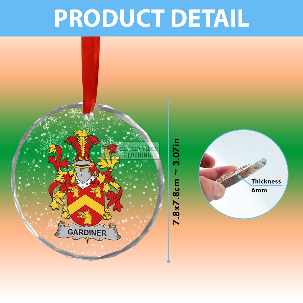 Tartan Vibes Clothing Gardiner Irish Clan Christmas Glass Ornament with Coat of Arms