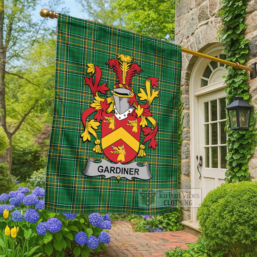Gardiner Irish Clan Tartan Flag with Coat of Arms