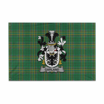 Tartan Vibes Clothing Garland Irish Clan Tartan House Flag with Coat of Arms