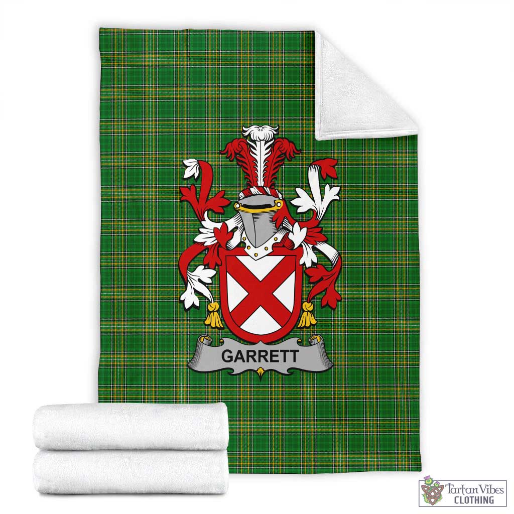 Tartan Vibes Clothing Garrett Irish Clan Tartan Blanket with Coat of Arms