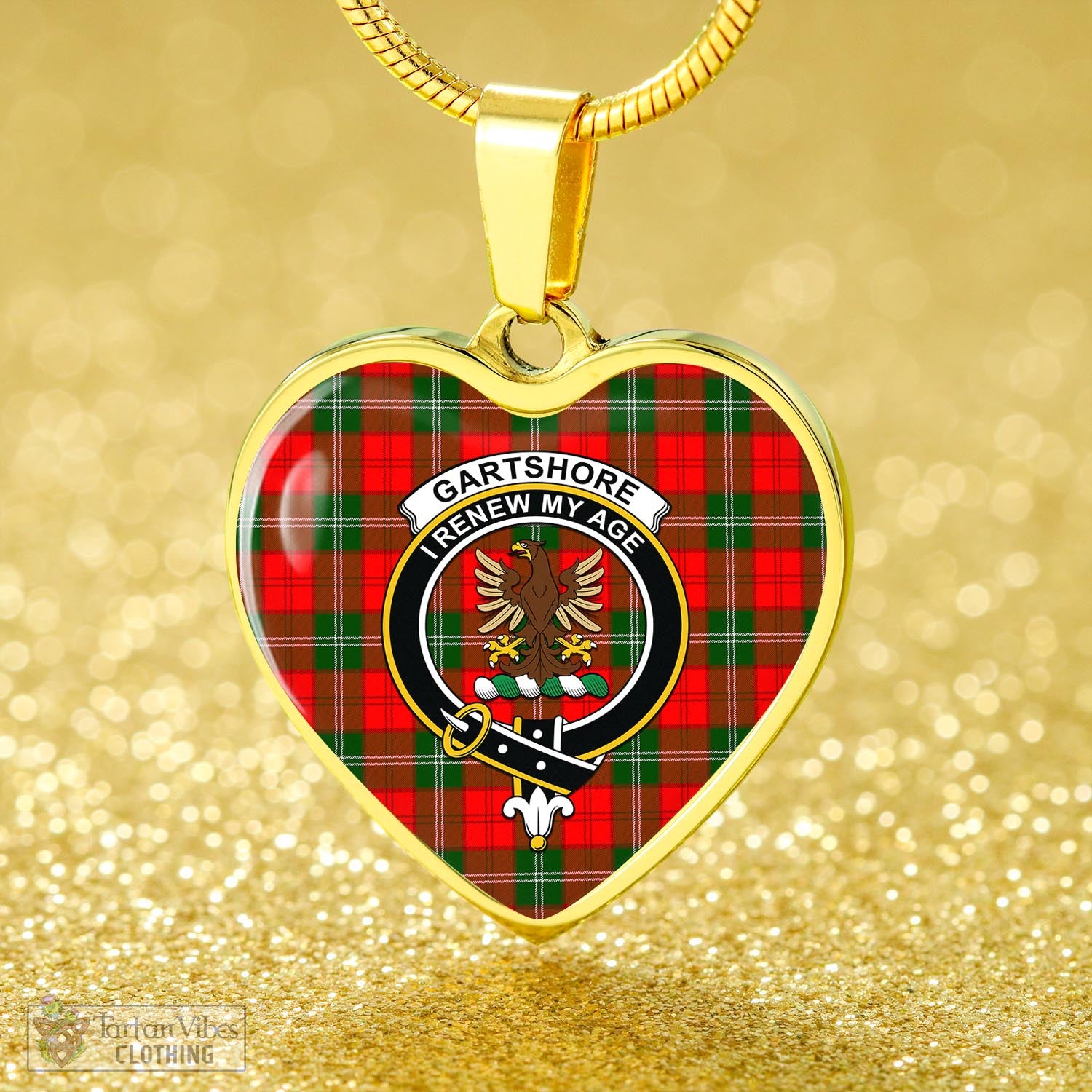 Gartshore Tartan Heart Necklace with Family Crest - Tartan Vibes Clothing