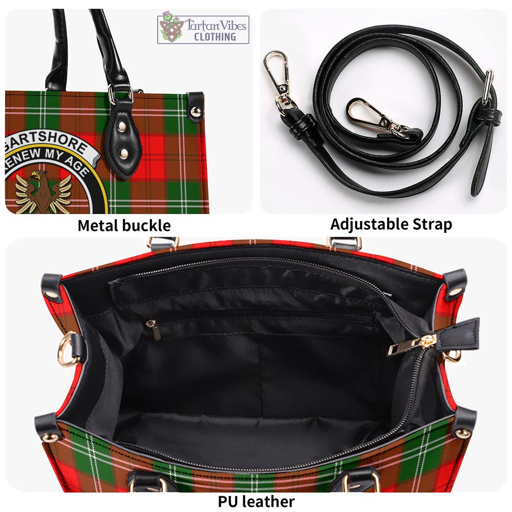 Gartshore Tartan Luxury Leather Handbags with Family Crest - Tartan Vibes Clothing