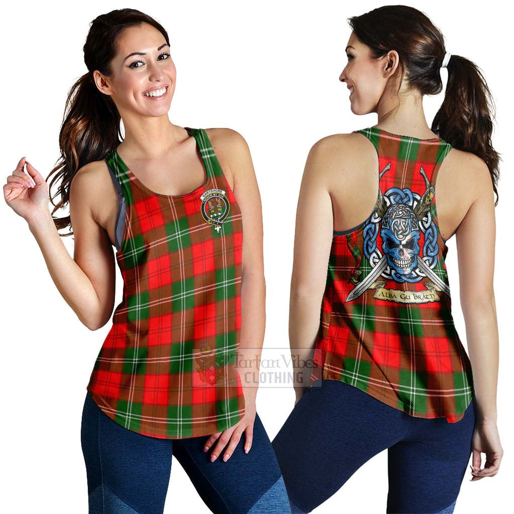 Gartshore Tartan Women's Racerback Tanks with Family Crest Celtic Skull Style 4XL - Tartan Vibes Clothing