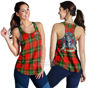 Gartshore Tartan Women's Racerback Tanks with Family Crest Celtic Skull Style 4XL - Tartan Vibes Clothing