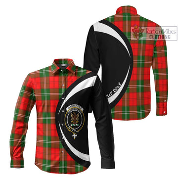 Gartshore Tartan Long Sleeve Button Up with Family Crest Circle Style Men's Shirt S - Tartan Vibes Clothing