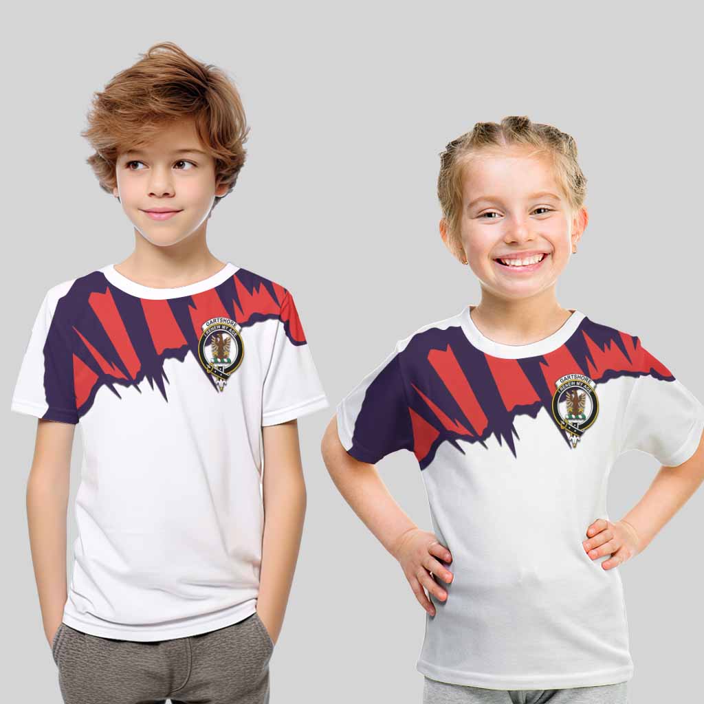 Gartshore Clan Crest Kid T-Shirt with Retro Sport Style Youth XL Size14 - 2D-tartanvibesclothing