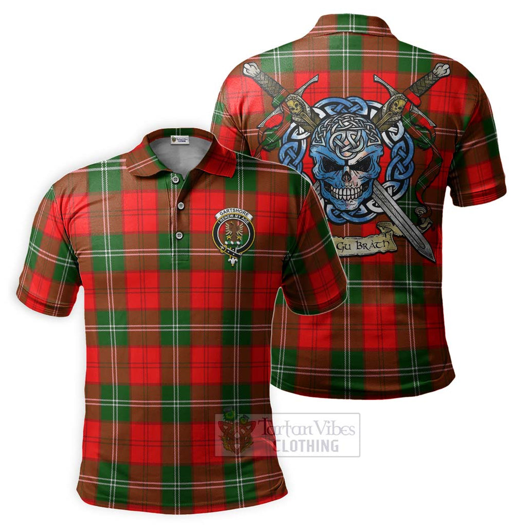 Gartshore Tartan Polo Shirt with Family Crest Celtic Skull Style Kid - Tartan Vibes Clothing