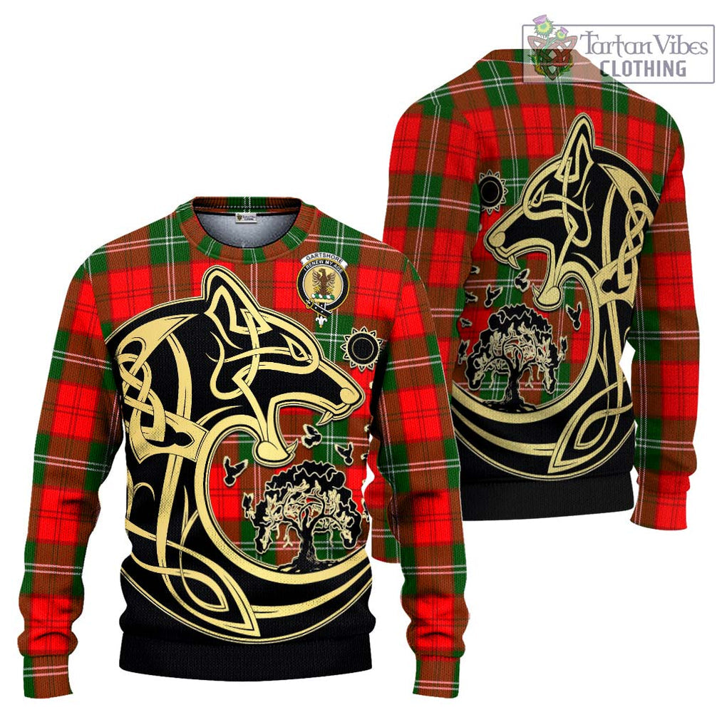 Gartshore Tartan Ugly Sweater with Family Crest Celtic Wolf Style Unisex - Tartan Vibes Clothing