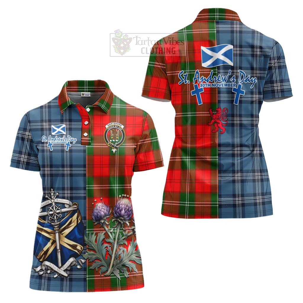 Gartshore Tartan Women's Polo Shirt Happy St. Andrew's Day Half Tartan Style Women - Tartan Vibes Clothing
