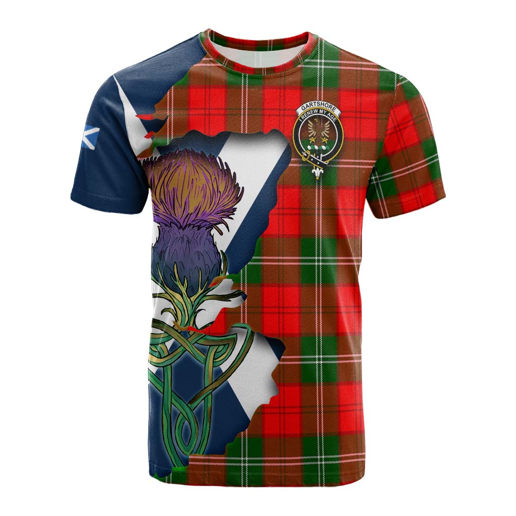Tartan Vibes Clothing Gartshore Tartan Family Crest Cotton T-shirt Scottish Thistle Celtic Inspired