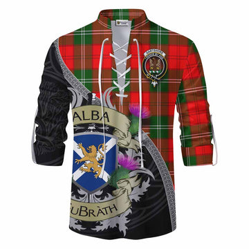 Gartshore Tartan Family Crest Ghillie Kilt Shirt Lion Rampant Royal Thistle Shield Celtic Inspired Men - Tartan Vibes Clothing