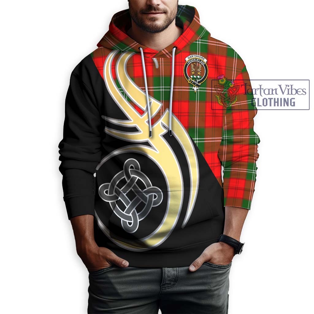 Gartshore Tartan Hoodie with Family Crest and Celtic Symbol Style Zip Hoodie - Tartan Vibes Clothing