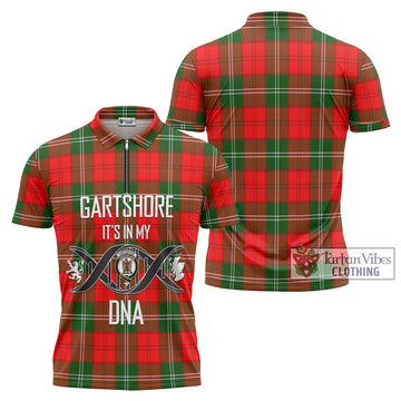 Gartshore Tartan Zipper Polo Shirt with Family Crest DNA In Me Style Unisex - Tartan Vibes Clothing