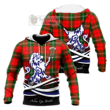 Gartshore Tartan Knitted Hoodie with Alba Gu Brath Regal Lion Emblem Unisex Knitted Pullover Hoodie - Tartanvibesclothing Shop