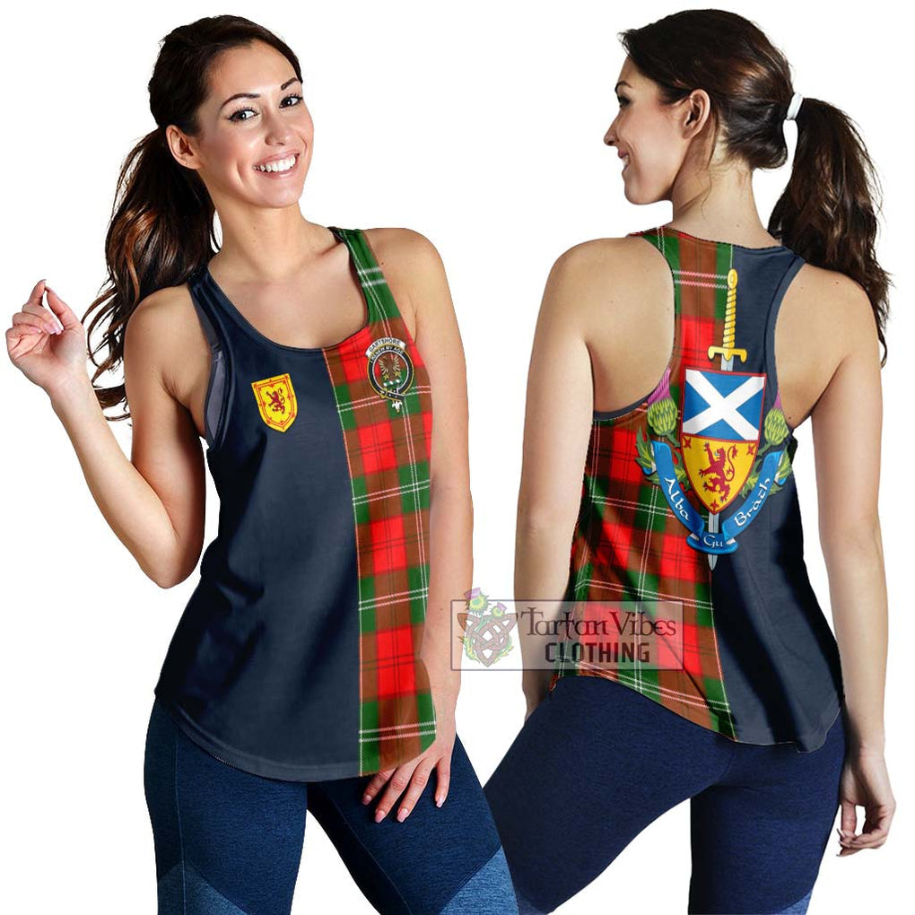 Gartshore Tartan Women's Racerback Tanks Alba with Scottish Lion Royal Arm Half Style 4XL - Tartan Vibes Clothing