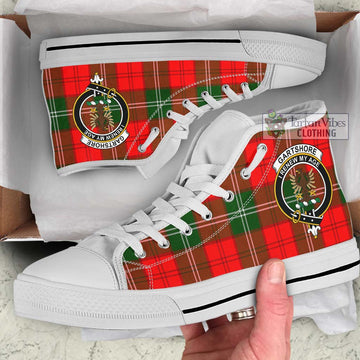 Gartshore Tartan High Top Shoes with Family Crest Kid High Top - White Sole - Tartan Vibes Clothing