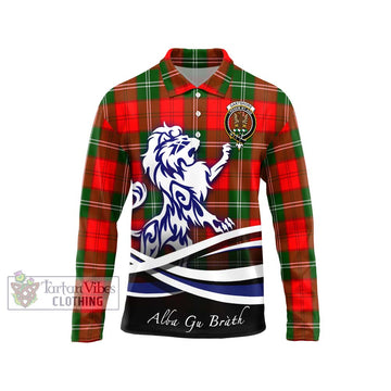 Gartshore Tartan Long Sleeve Polo Shirt with Alba Gu Brath Regal Lion Emblem Unisex - Tartan Vibes Clothing