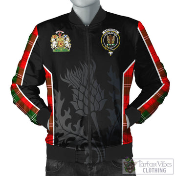 Gartshore Tartan Bomber Jacket with Family Crest and Scottish Thistle Vibes Sport Style