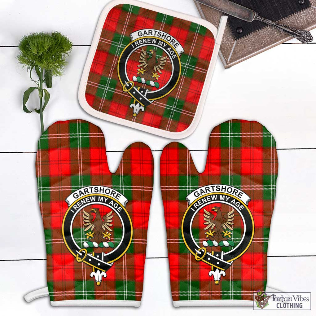 Gartshore Tartan Combo Oven Mitt & Pot-Holder with Family Crest Combo 2 Oven Mitt & 1 Pot-Holder Black - Tartan Vibes Clothing