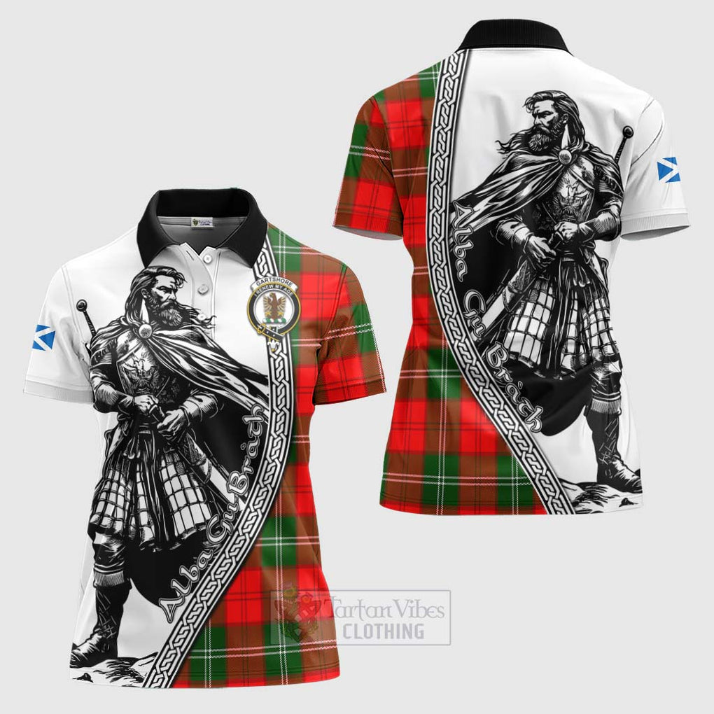 Gartshore Tartan Clan Crest Women's Polo Shirt with Highlander Warrior Celtic Style Women - Tartan Vibes Clothing