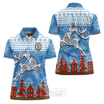 Gartshore Clan Christmas Women's Polo Shirt Celtic Reindeer Style Women - Tartan Vibes Clothing