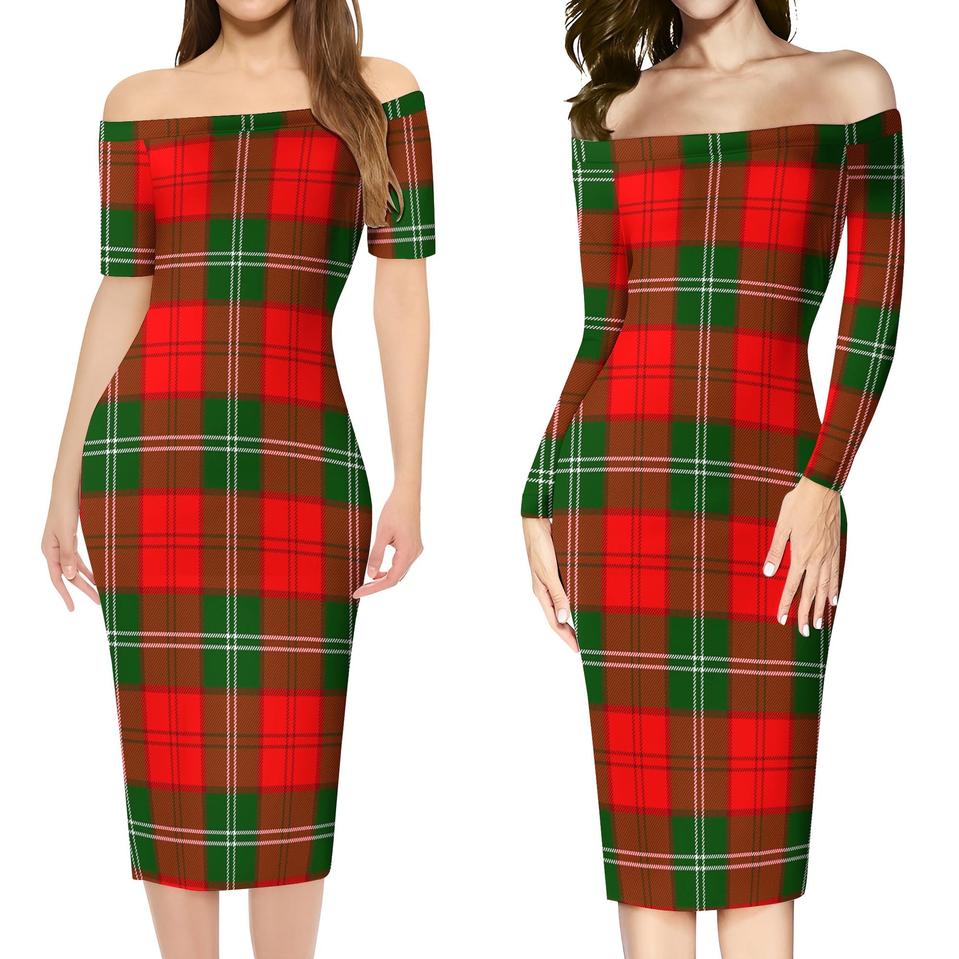 Gartshore Tartan Off Shoulder Lady Dress Women's Dress - Tartan Vibes Clothing