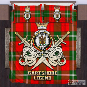 Gartshore Tartan Bedding Set with Clan Crest and the Golden Sword of Courageous Legacy