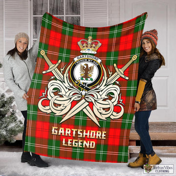 Gartshore Tartan Blanket with Clan Crest and the Golden Sword of Courageous Legacy X-Large 59 x 79 inches 150 x 200 cm - Tartan Vibes Clothing