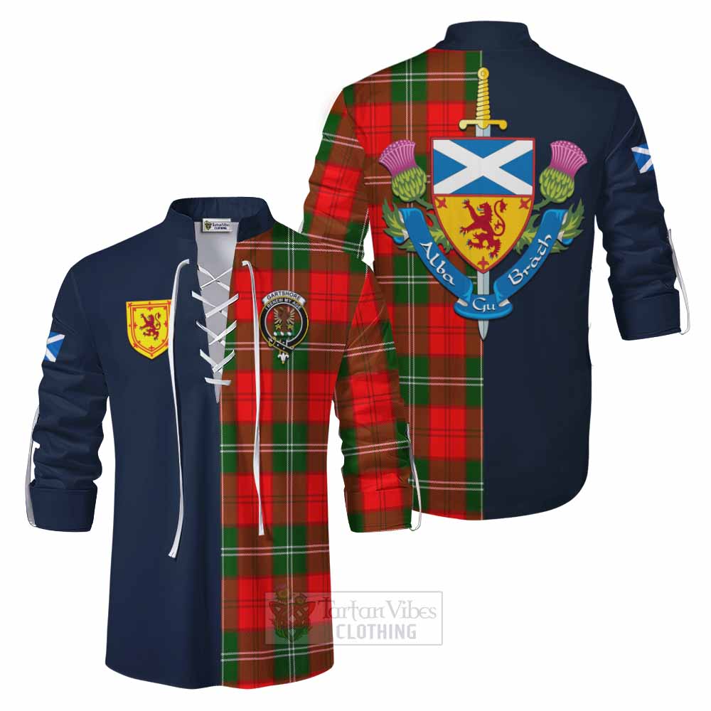 Gartshore Tartan Ghillie Kilt Shirt Alba with Scottish Lion Royal Arm Half Style Men - Tartan Vibes Clothing
