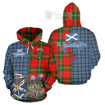 Gartshore Tartan Hoodie Happy St. Andrew's Day Half Tartan Style Zip Hoodie - Tartan Vibes Clothing