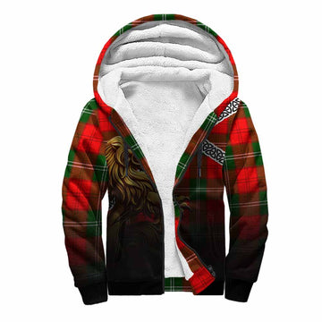 Gartshore Crest Tartan Sherpa Hoodie with Golden Lion Emblem Celtic Style Unisex S - Tartan Vibes Clothing