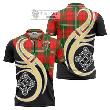 Gartshore Tartan Zipper Polo Shirt with Family Crest and Celtic Symbol Style Unisex - Tartan Vibes Clothing