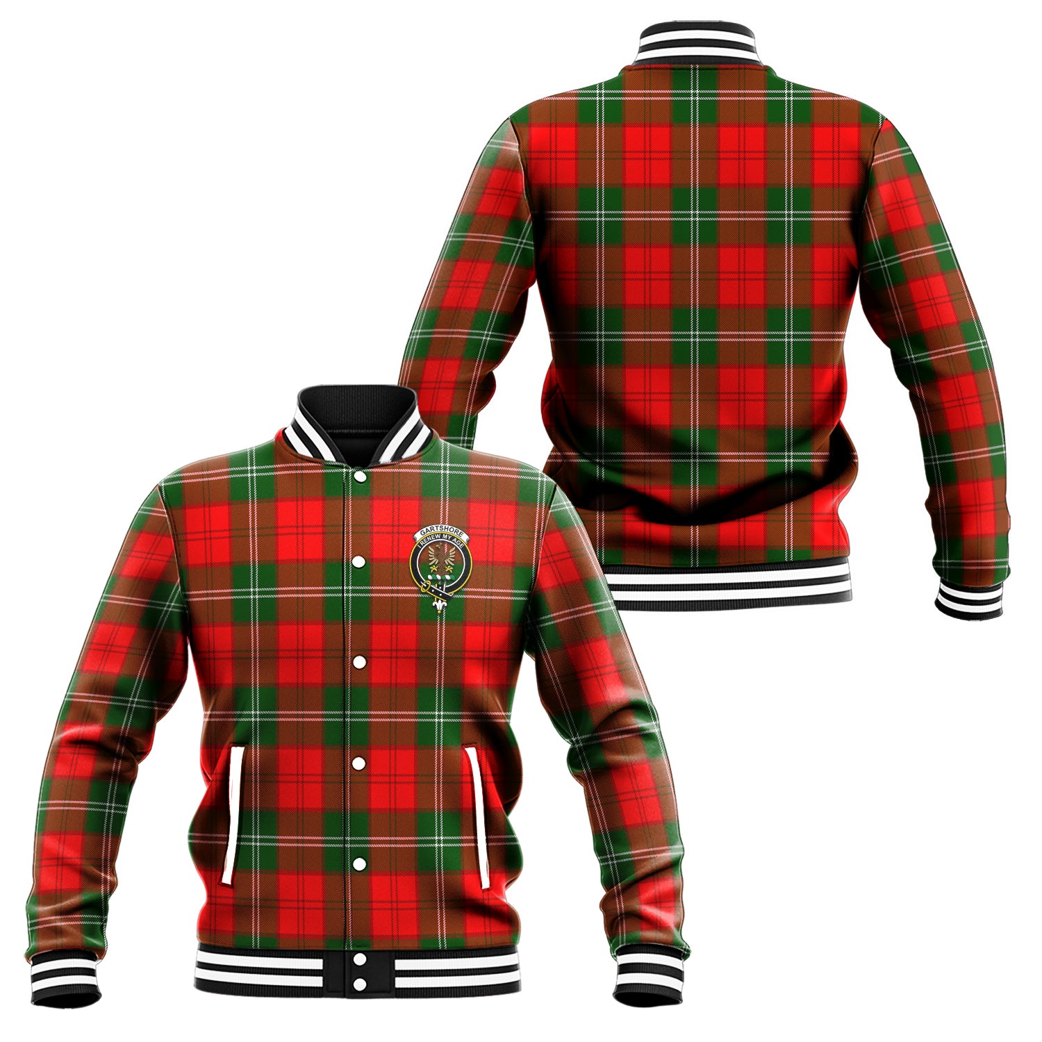 Gartshore Tartan Baseball Jacket with Family Crest Unisex - Tartan Vibes Clothing