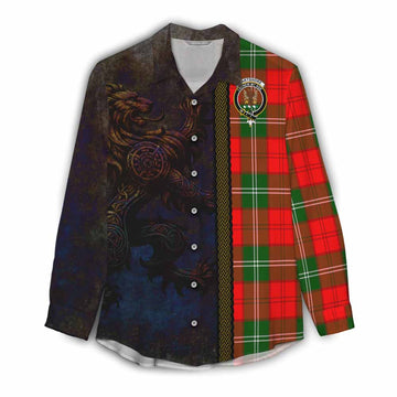 Gartshore Tartan Family Crest Women's Casual Shirt Alba Gu Brath Be Brave Lion Ancient Style Female - Tartan Vibes Clothing