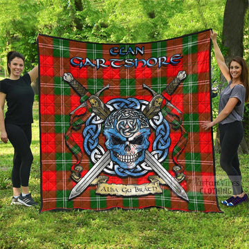 Gartshore Tartan Quilt with Celtic Skull Alba Gu Brath Style Super King Quilt 91" x 110" - Tartan Vibes Clothing