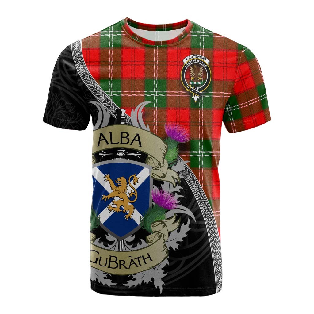 Gartshore Tartan Family Crest Cotton T-shirt Lion Rampant Royal Thistle Shield Celtic Inspired Kid's Shirt - Tartan Vibes Clothing